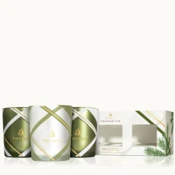Frasier Fir Frosted Plaid Votive Trio