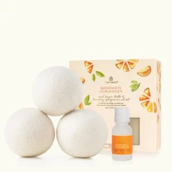 Mandarin Coriander Wool Dryer Balls & Laundry Fragrance Oil Set