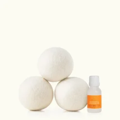Mandarin Coriander Wool Dryer Balls & Laundry Fragrance Oil Set