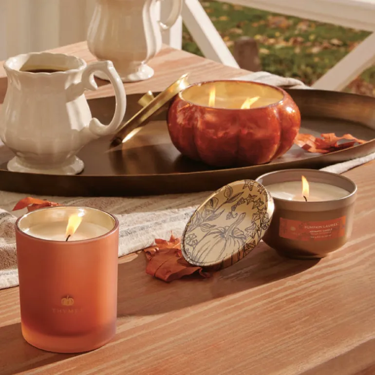 Pumpkin Laurel Poured Candle Tin with Gold Lid